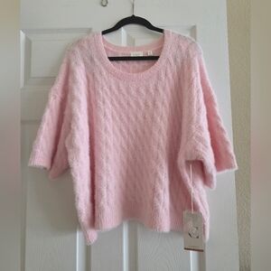 Cyrus Cozy Pink Cable Knit Sweater NWT